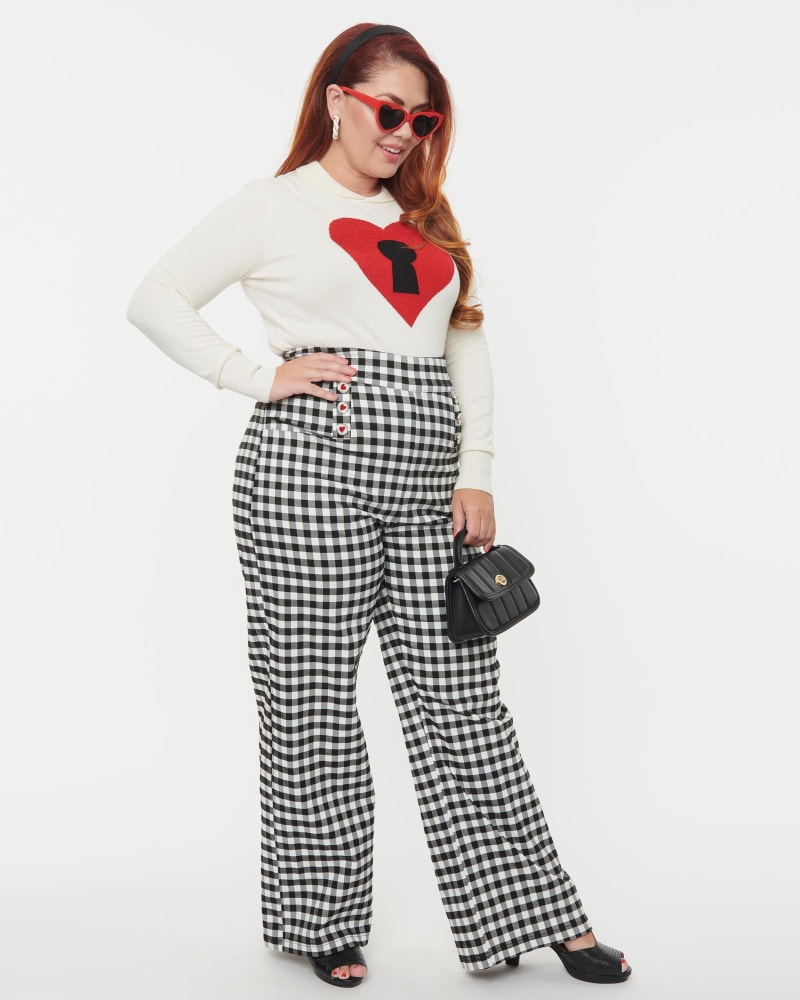 Unique Vintage Plus Size Black Gingham Ginger Pants Black Gingham